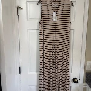 Cupio Tan and Black Striped Maxi Dress